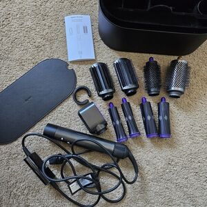 Dyson Airwrap Complete - Black/Purple With Case and Large Barrel Round Brush